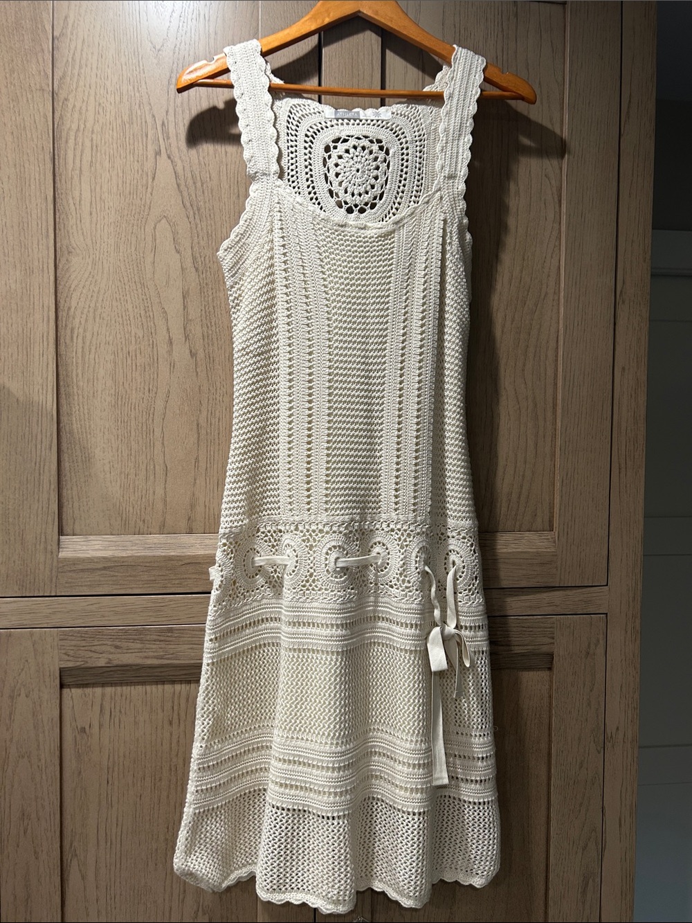 Athleta Crochet Midi Dress in Cream - Elegant Sleeveless Summer Dress